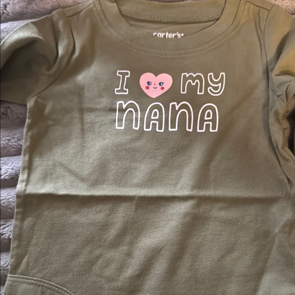 Carter's Green Long Sleeve One Piece with Heartfelt Nana Design